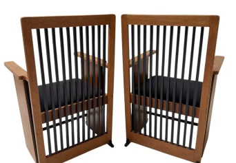 Two Art Deco Modernist High Back Armchairs by Architect Caspers, 1920s